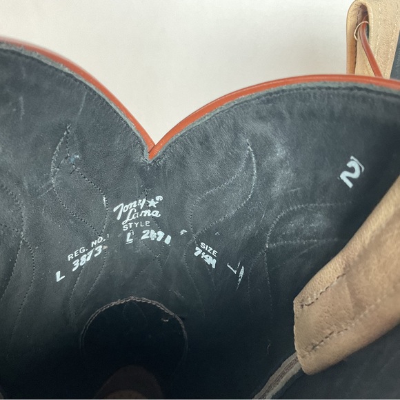 Tony Lama Royal Caiman Cowgirl Boots 7.5 M Belly Cut Tooled - Picture 8 of 16